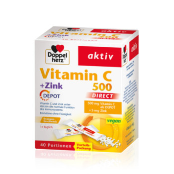 DOPPELHERZ Vitamin C 500+Zink Depot DIRECT Pellets